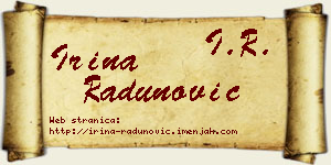 Irina Radunović vizit kartica